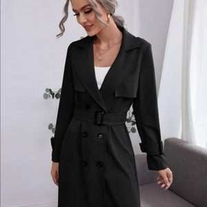Double Breasted Buckle Belted Trench Coat